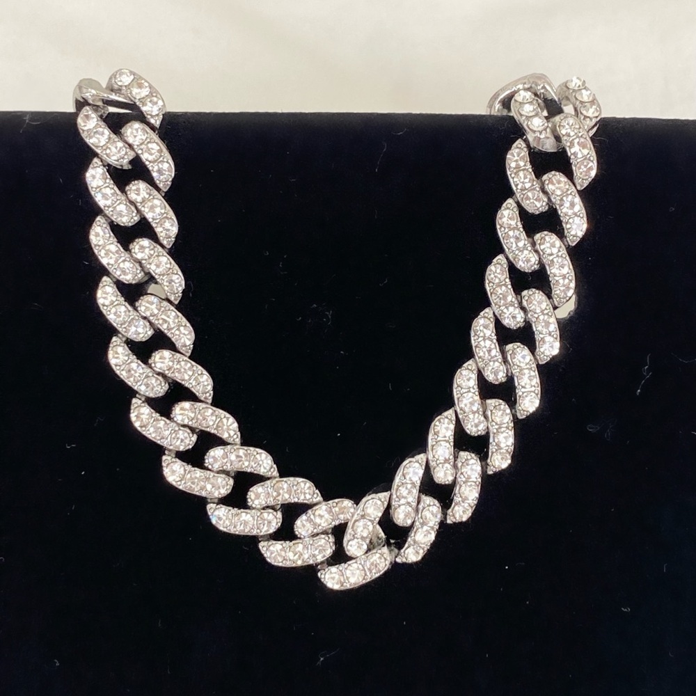 Silver Tone Cuban Link Chain Bracelet Men or Women's Unisex New NWT